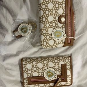 Spartina set- wristlet, wallet, key chain, and tote